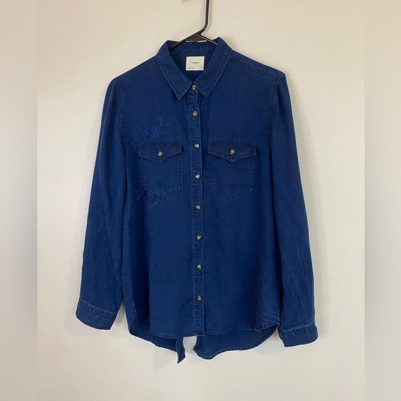 Harper Women’s Blue Western Embroidered Denim Button-Up Shirt - Picture 1 of 14